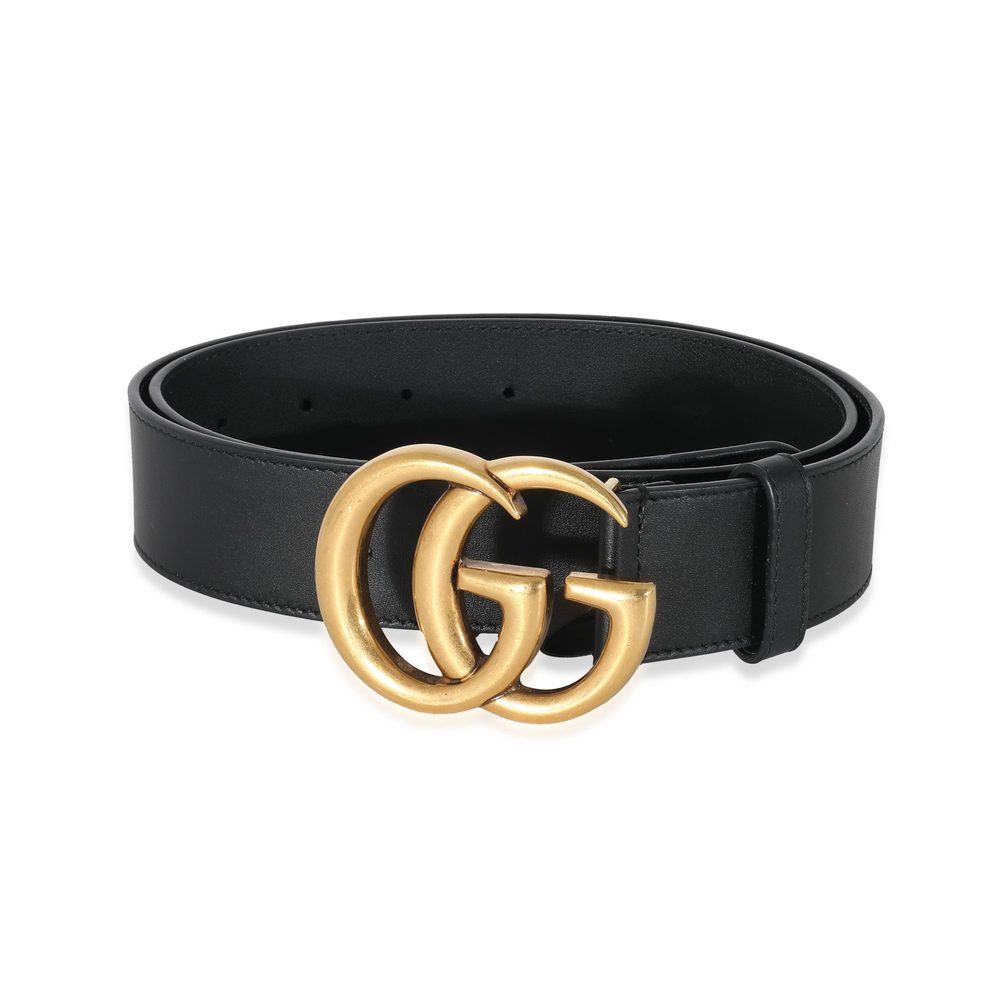 Gucci Black Smooth Leather 2015 Re-Edition Double G Belt 85/34